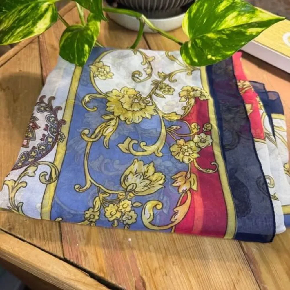 Paisley and Floral Square Sheer Scarf